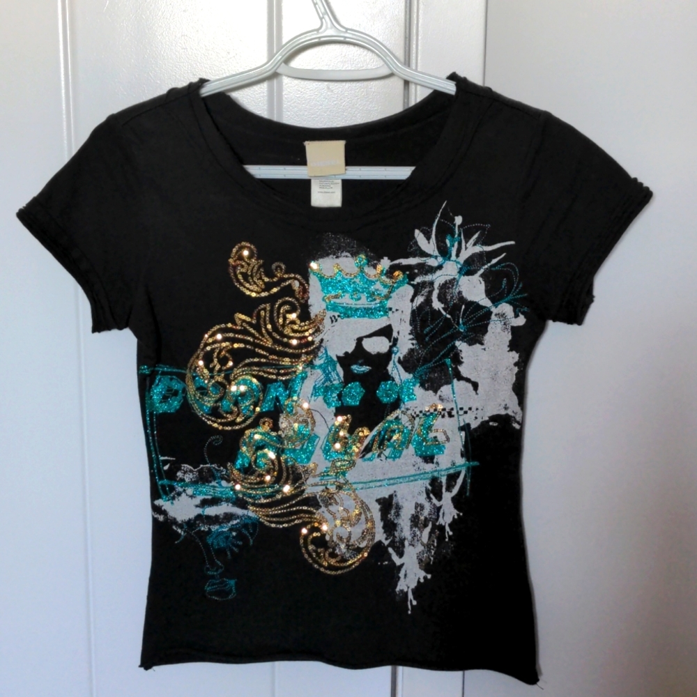 Diesel t-shirt. Glitter and sequence
